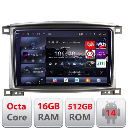 Navigatie Toyota Land Cruiser L100 2002-2008 Edotec Kit-L100 8 core QLED 2K 12+256GB 360 Android Waze USB Navigatie Internet Youtube Radio