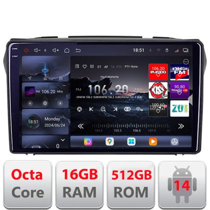 Navigatie Suzuki Alto 2009-2016 Android radio gps internet 8 core QLED 2K 12+256GB 360 Edotec