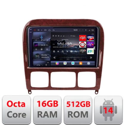 Navigatie Mercedes Clasa S 1998-2005 Edotec Kit-220 8 core QLED 2K 12+256GB 360 Android Waze USB Navigatie Internet Youtube Radio