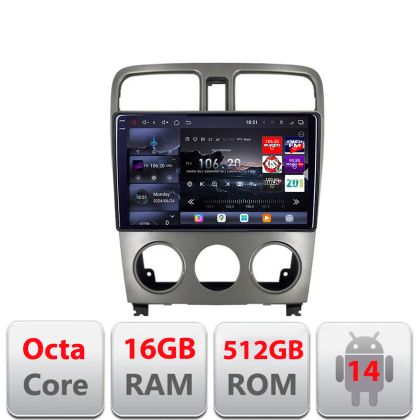 Navigatie Subaru Forester 2004-2008 Edotec Kit-FORESTER 8 core QLED 2K 12+256GB 360 Android Waze USB Navigatie Internet Youtube Radio