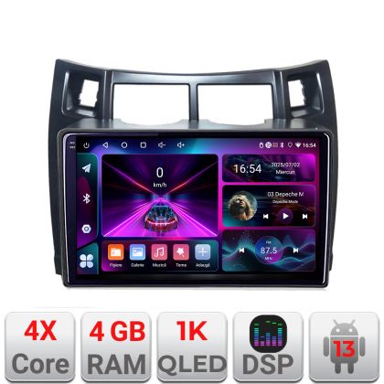 Navigatie Toyota Yaris 2008-2011 A-YARIS08  4+64 InCell Display 1K Android Waze USB Navigatie Internet Youtube Radio