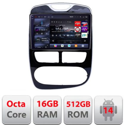 Navigatie Renault Clio 4 2012-2019 V1 Edotec Kit-467 8 core QLED 2K 12+256GB 360 Android Waze USB Navigatie Internet Youtube Radio