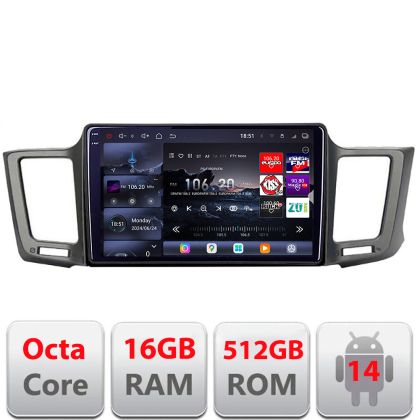 Navigatie Toyota RAV4 2013-2018 Edotec Kit-247 8 core QLED 2K 12+256GB 360 Android Waze USB Navigatie Internet Youtube Radio