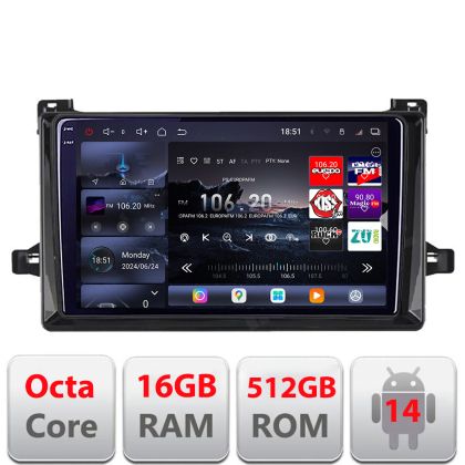 Navigatie Toyota Prius dupa 2015 Edotec Kit-TY50 8 core QLED 2K 12+256GB 360 Android Waze USB Navigatie Internet Youtube Radio