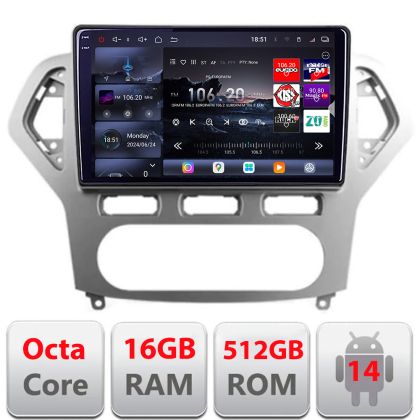 Navigatie Ford Mondeo 2006-2010 Edotec Kit-MONDEO-AC 8 core QLED 2K 12+256GB 360 Android Waze USB Navigatie Internet Youtube Radio