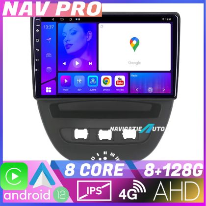 Navigatie Citroen C1 Peugeot 107 Toyota Aygo 2005-2014 EDOTEC-LITE Android Ecran 720P Octa Core 8+128 Carplay  Android auto v2