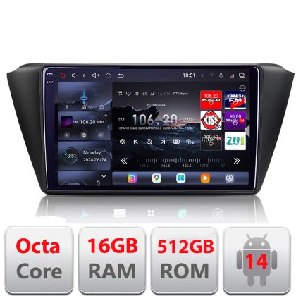 Navigatie Skoda Fabia 2015- Edotec Kit-541 8 core QLED 2K 12+256GB 360 Android Waze USB Navigatie Internet Youtube Radio