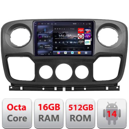 Navigatie Opel Movano, Renault Master 2010-2021 Android radio gps internet 8 core QLED 2K 12+256GB 360GB  Edotec V1