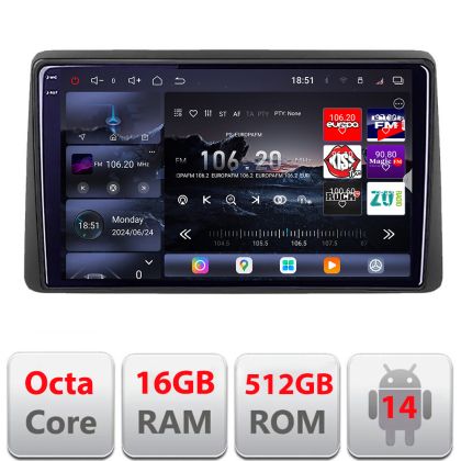 Navigatie Opel Movano Renault Master 2020- Android radio gps internet 8 core QLED 2K 12+256GB 360 Edotec