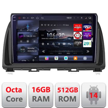 Navigatie Mazda CX-5 2012-2016 Edotec Kit-212  cu Android Internet Bluetooth Radio GPS WIFI 8 core QLED 2K 12+256GB 360GB
