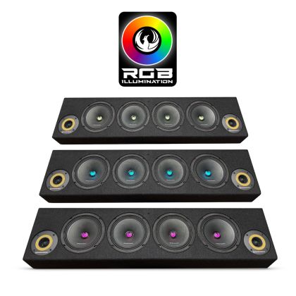 Cutie cu difuzoare iluminate Phonix Gold 1700W ieșire SPL 2 x 4 OHM 4 x difuzoare midrange 2 x tweetere pro audio