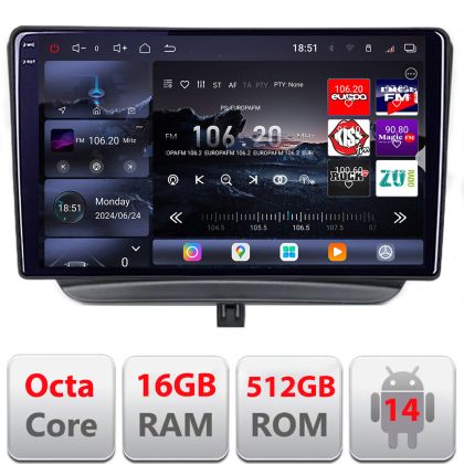 Navigatie Ford Turneo Courier Transit Courier 2014-2021 Qled 2K Octa Core 12+256GB LTE 4G DSP Wifi 5Ghz android auto carplay radio gps internet kit-turneo+EDT-E809-2K