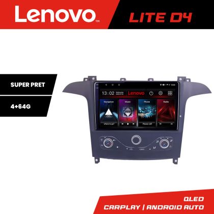 Navigatie Ford S-max 2006-2014 Lenovo QLED 1K 4+64 WIFI 5Ghz carplay android auto Android KIT-smax-navi+EDT-LITE-D4-9-4+64
