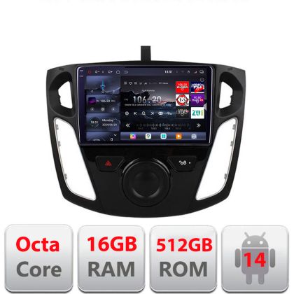 Navigatie Ford Focus 3 2011-2018 Edotec Kit-150 8 core QLED 2K 12+256GB 360 Android Waze USB Navigatie Internet Youtube Radio