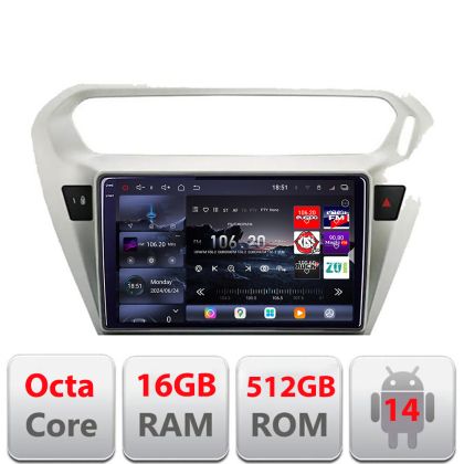 Navigatie Peugeot 301 2012-2020 Citroen C-Elisee Edotec Kit-301 8 core QLED 2K 12+256GB 360 Android Waze USB Navigatie Internet Youtube Radio v1