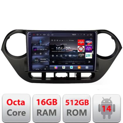 Navigatie Hyundai I10 2013-2019 Edotec Kit-HY38 8 core QLED 2K 12+256GB 360 Android Waze USB Navigatie Internet Youtube Radio