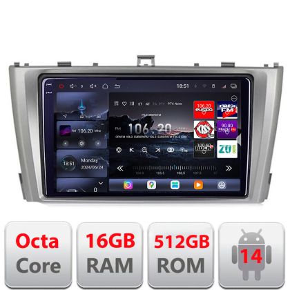 Navigatie Toyota Avensis 2009-2015 Edotec Kit-TY12 8 core QLED 2K 12+256GB 360 Android Waze USB Navigatie Internet Youtube Radio