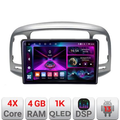 Navigatie Hyundai Accent 2006-2012 A-ACCENT  4+64 InCell Display 1K Android Waze USB Navigatie Internet Youtube Radio