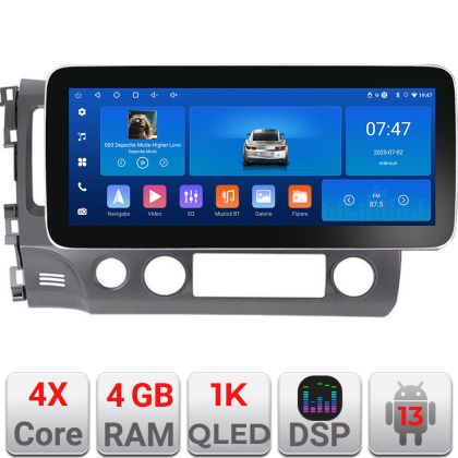 Navigatie Honda Civic 2005-2011 K-044 Edotec 4+64 12.3 inch Incell 1K android Wifi 5Ghz gps internet