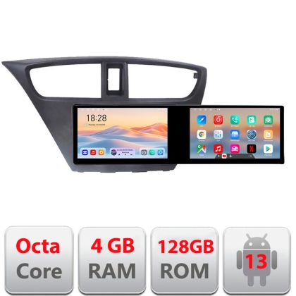 Navigatie Honda Civic 2012-2016 Kit-civic Edotec 2 ecrane  8 core 4+128 21.6 inch Incell android Wifi 5Ghz gps internet a