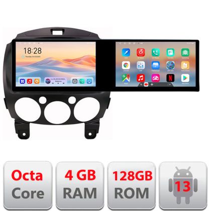 Navigatie Mazda 2 2007-2013 Edotec 2 ecrane  8 core 4+128 21.6 inch Incell android Wifi 5Ghz gps internet  Kit-mazda2
