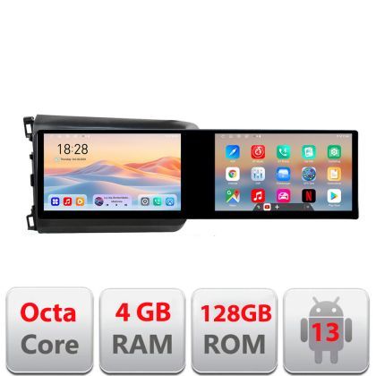 Navigatie Honda Civic Sedan Kit-132 Edotec 2 ecrane  8 core 4+128 21.6 inch Incell android Wifi 5Ghz gps internet