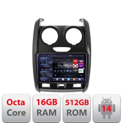 Navigatie Dacia Duster 2012-2019 Edotec Kit-157 8 core QLED 2K 16+512GB 360 Android Waze USB Navigatie Internet Youtube Radio