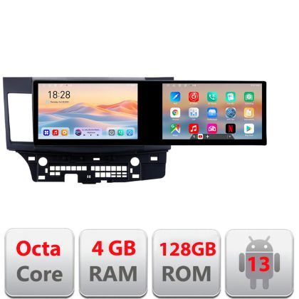 Navigatie MITSUBISHI LANCER Kit-037 Edotec 2 ecrane  8 core 4+128 21.6 inch Incell android Wifi 5Ghz gps internet