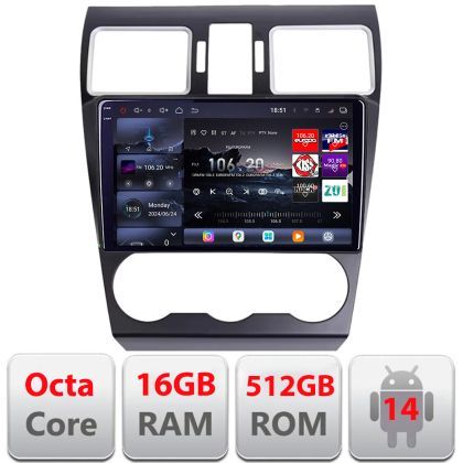 Navigatie Subaru Forester XV Qled 2K Octa Core 16+512GB LTE 4G DSP Wifi 5Ghz android auto carplay radio gps internet kit-062-2019+EDT-E809-2K