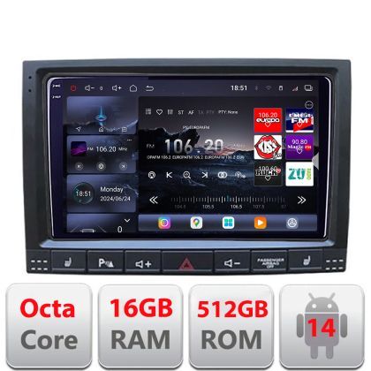 Navigatie VW Touareg 2004-2010 8 core QLED 2K 16+512GB 360 Android Waze USB Navigatie Internet Youtube Radio Edotec
