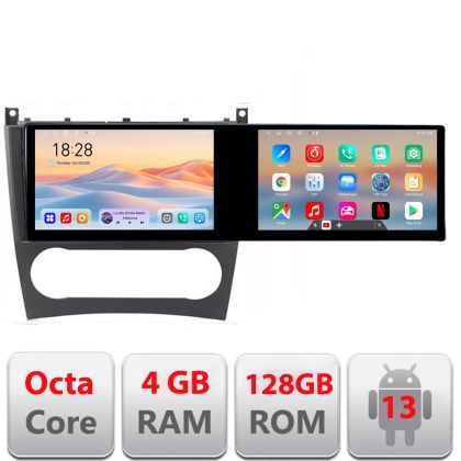 Navigatie Mercedes W203 CLC Kit-093 Edotec 2 ecrane  8 core 4+128 21.6 inch Incell android Wifi 5Ghz gps internet