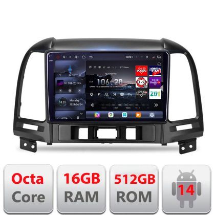 Navigatie Hyundai Santa Fe 2007-2012 Edotec Kit-008 8 core QLED 2K 16+512GB 360 Android Waze USB Navigatie Internet Youtube Radio