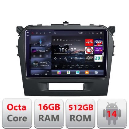 Navigatie Suzuki Grand Vitara 2016- Edotec Kit-2265 cu Android 16+512GB Internet Radio GPS Bluetooth USB