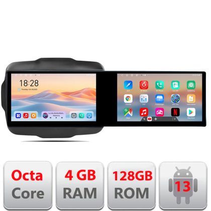 Navigatie Jeep Renegade Kit-500 Edotec 2 ecrane  8 core 4+128 21.6 inch Incell android Wifi 5Ghz gps internet