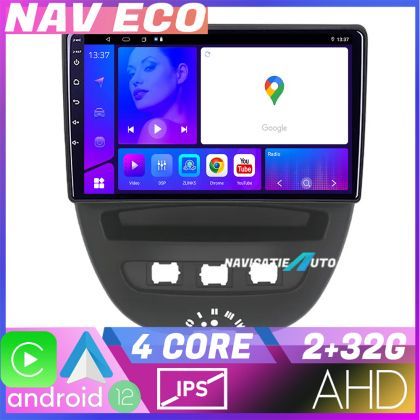 Navigatie Citroen C1 Peugeot 107 Toyota Aygo 2005-2014 NAVTEC Android Ecran 720P Quad Core 2+32 Carplay  Android auto v1