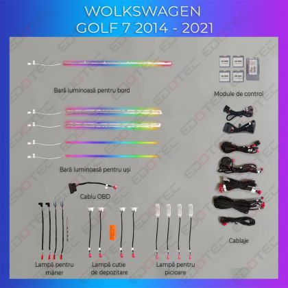 Lumini ambientale VW Golf 7 dedicat control din sistemul original sau telefon