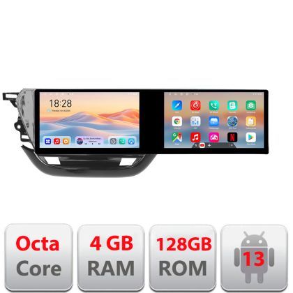 Navigatie Opel Corsa F 2019- Edotec 2 ecrane  8 core 4+128 21.6 inch Incell android Wifi 5Ghz gps internet  KIT-corsa-f