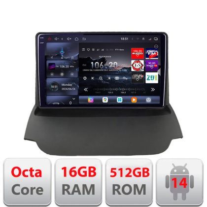 Navigatie Ford Ecosport 2017- Edotec Kit-ECOSPORT 8 core QLED 2K 16+512GB 360 Android Waze USB Navigatie Internet Youtube Radio