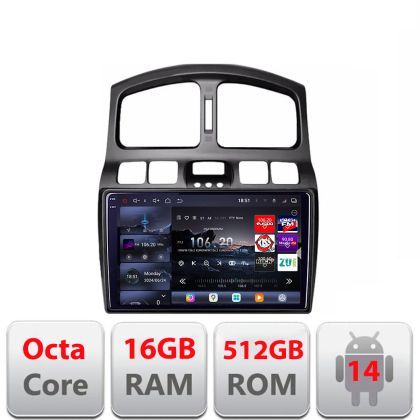 Navigatie Hyundai Santa Fe 2000-2006 Android radio gps internet 8 core QLED 2K 16+512GB 360 Edotec