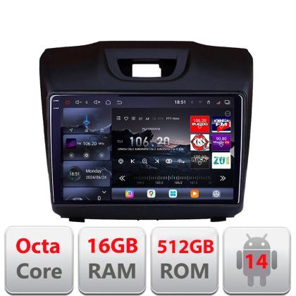 Navigatie Isuzu D-Max 2015+  Edotec Kit-2234 8 core QLED 2K 16+512GB 360 Android Waze USB Navigatie Internet Youtube Radio