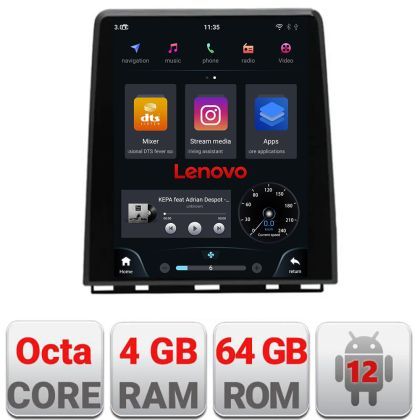 Navigatie Renault Clio 5 high Lenovo Tesla Qled 9.7" Octacore Qualcomm 8 Gb RAM 128Gb Hdd 4G DSP profesional Carplay Android Auto 360 camere Bluetooth