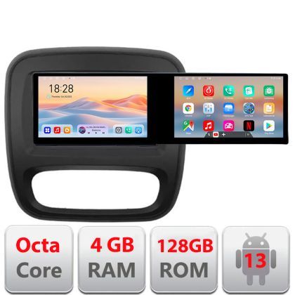 Navigatie Renault Trafic 2014-2017 Kit-rt09 Edotec 2 ecrane  8 core 4+128 21.6 inch Incell android Wifi 5Ghz gps internet  Q v2
