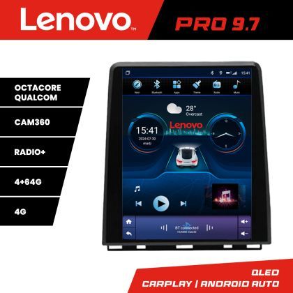 Navigatie dedicata Renault Clio 5 fara ecran color Lenovo Tesla Qled 9.7" Octacore 4Gb RAM 64Gb Hdd 4G DSP Carplay Android Auto 360 camere Bluetooth