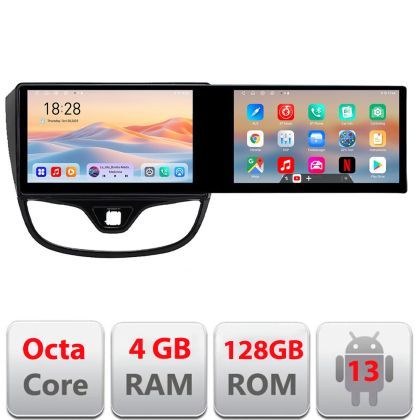 Navigatie Opel Karl 2017- Kit-karl Edotec 2 ecrane  8 core 4+128 21.6 inch Incell android Wifi 5Ghz gps internet