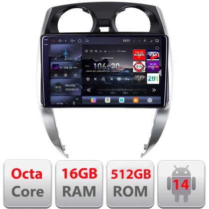 Navigatie Nisan Note 2012-2019 Android radio gps internet 8 core QLED 2K 16+512GB 360 Edotec