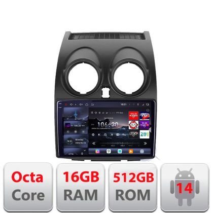 Navigatie Nissan Qashqai 2007-2013 Edotec Kit-499 8 core QLED 2K 16+512GB 360 Android Waze USB Navigatie Internet Youtube Radio