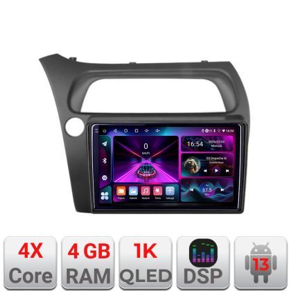 Navigatie Honda Civic Hatchback 2006-2012 A-hatchback  4+64 InCell Display 1K Android Waze USB Navigatie Internet Youtube Radio