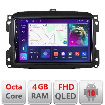 Navigatie Fiat 500 2015-2021 B-500new  Android Ecran QLED octa core 4+64 carplay android auto KIT-500new+EDT-E310V3