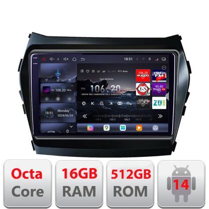 Navigatie Hyundai Santa Fe IX45 2012-2017 Edotec Kit-209 8 core QLED 2K 16+512GB 360 Android Waze USB Navigatie Internet Youtube Radio
