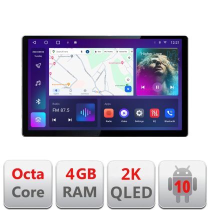 Navigatie Nissan Leaf 2018-2024 Qled 2K Octa Core 4+32 LTE 4G DSP Wifi 5Ghz android auto carplay radio gps internet kit-leaf+EDT-E413-2K